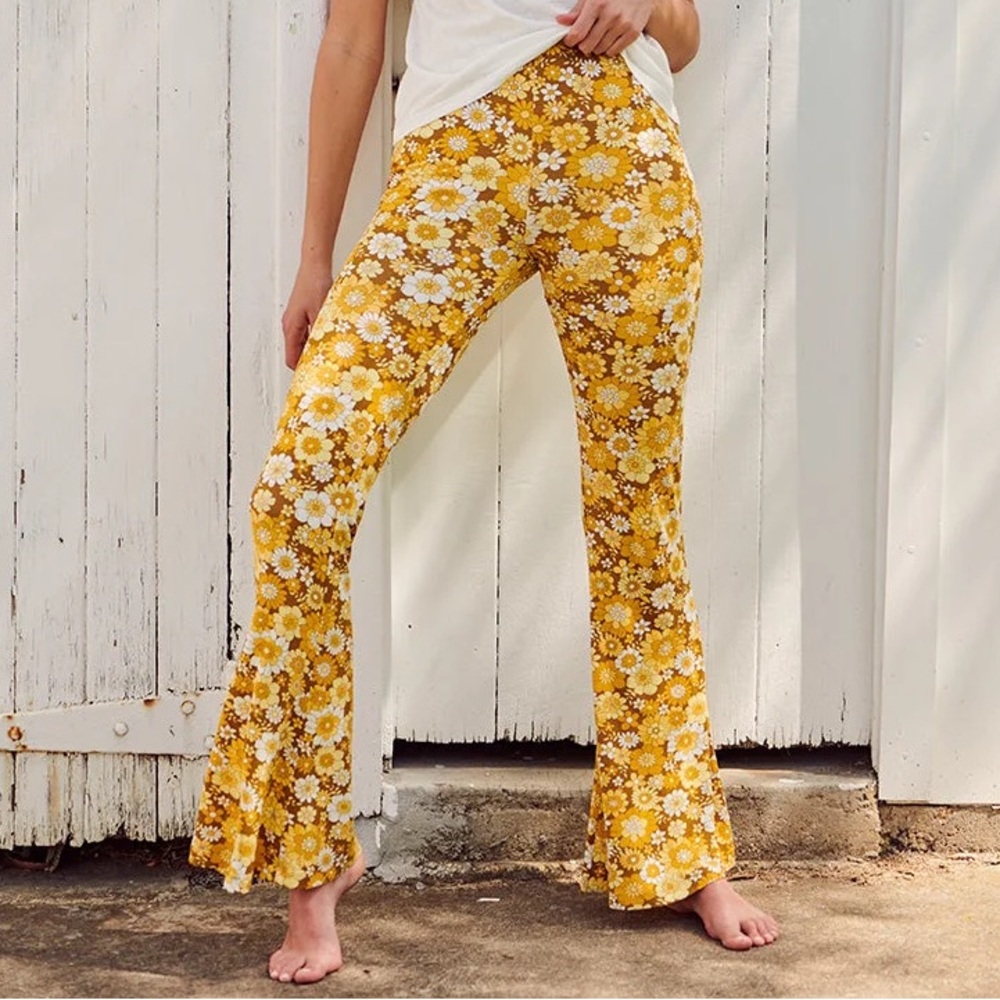 Ghanda Rosa Flares Brown Sadie Floral Bell Bottom Pants